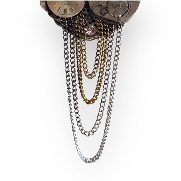 Handmade Steampunk Watch Parts Brooch - Picture 3 of 4